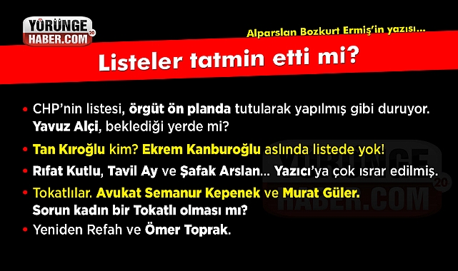 Listeler tatmin etti mi?