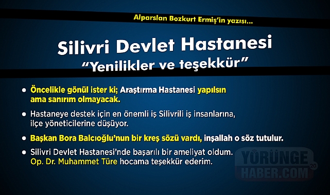 Silivri Devlet Hastanesi ve teşekkür