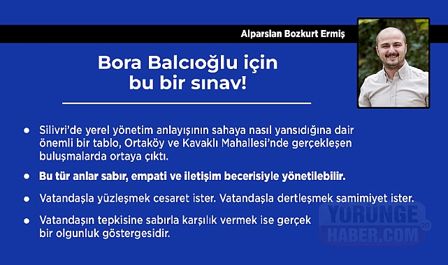 Bora Balcıoğlu için bu bir sınav!